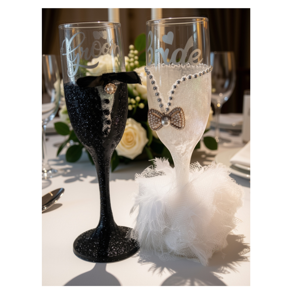 Bride and Groom Wedding Toasting Flutes