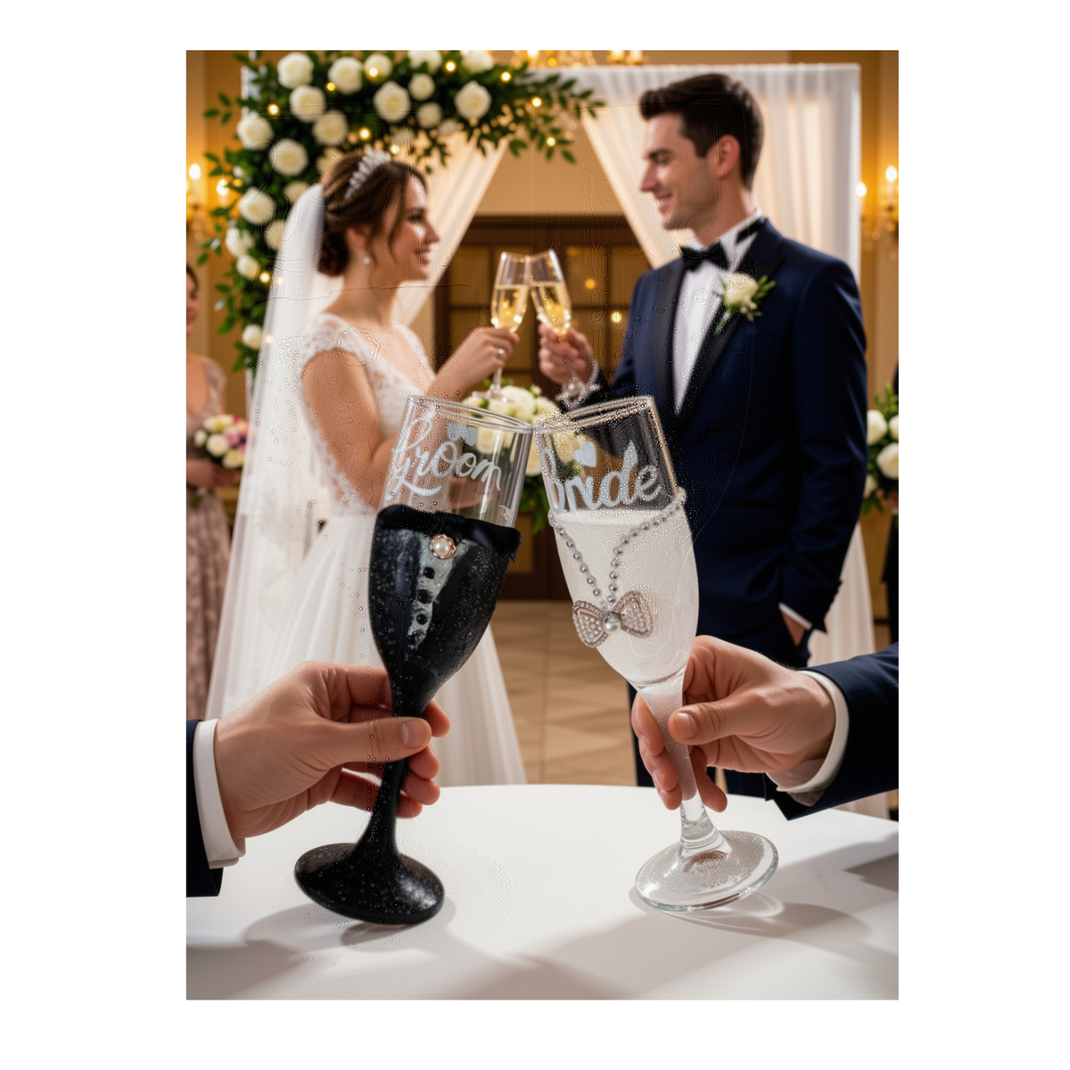 Bride and Groom Wedding Toasting Flutes