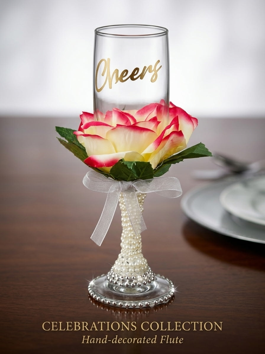 Celebration Floral Wine Flute – Wedding, Anniversary & Birthday