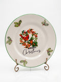 Hand-Decorated Glass Christmas Display Plate with Cardinals