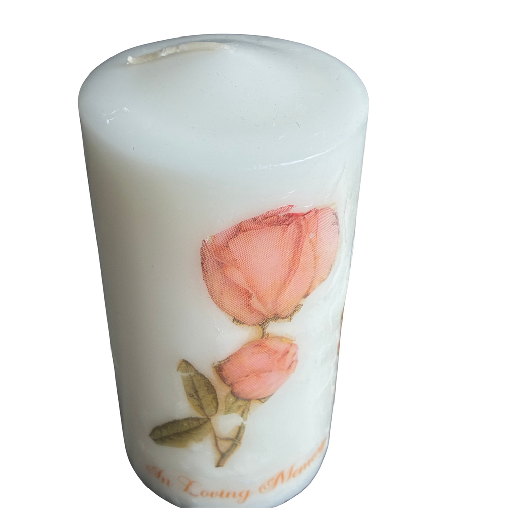 Rose Botanical Pillar Candle – Unscented