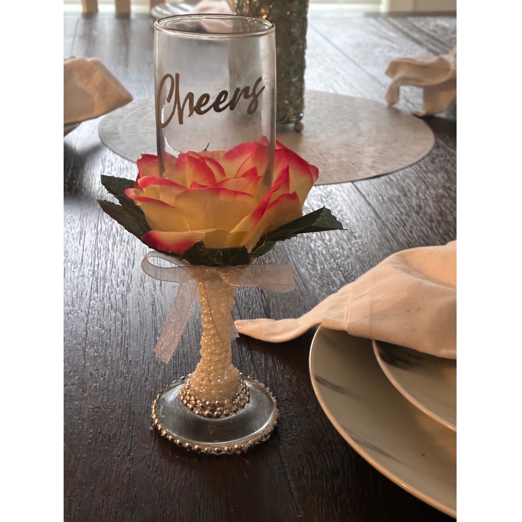 Celebration Floral Wine Flute – Wedding, Anniversary & Birthday
